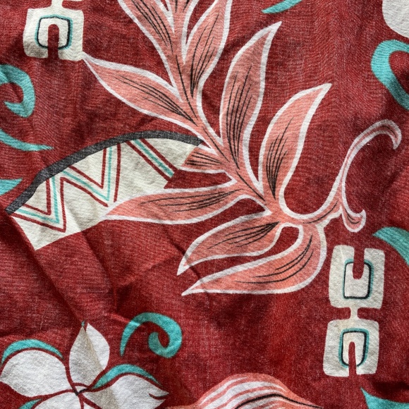 Floral Hawaiian shirt Men's XXL100% cotton button down  rust white aqua black - Picture 7 of 8